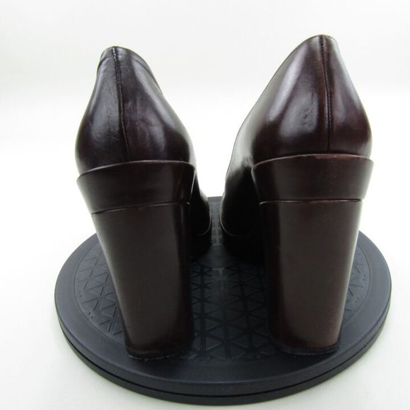 Gucci High Heels Womens Size 7B Brown Leather Square Closed Toe Block Heel - Picture 4 of 8